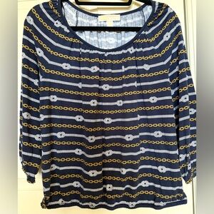 Michael Kors Navy Chain-Print Tunic Top
